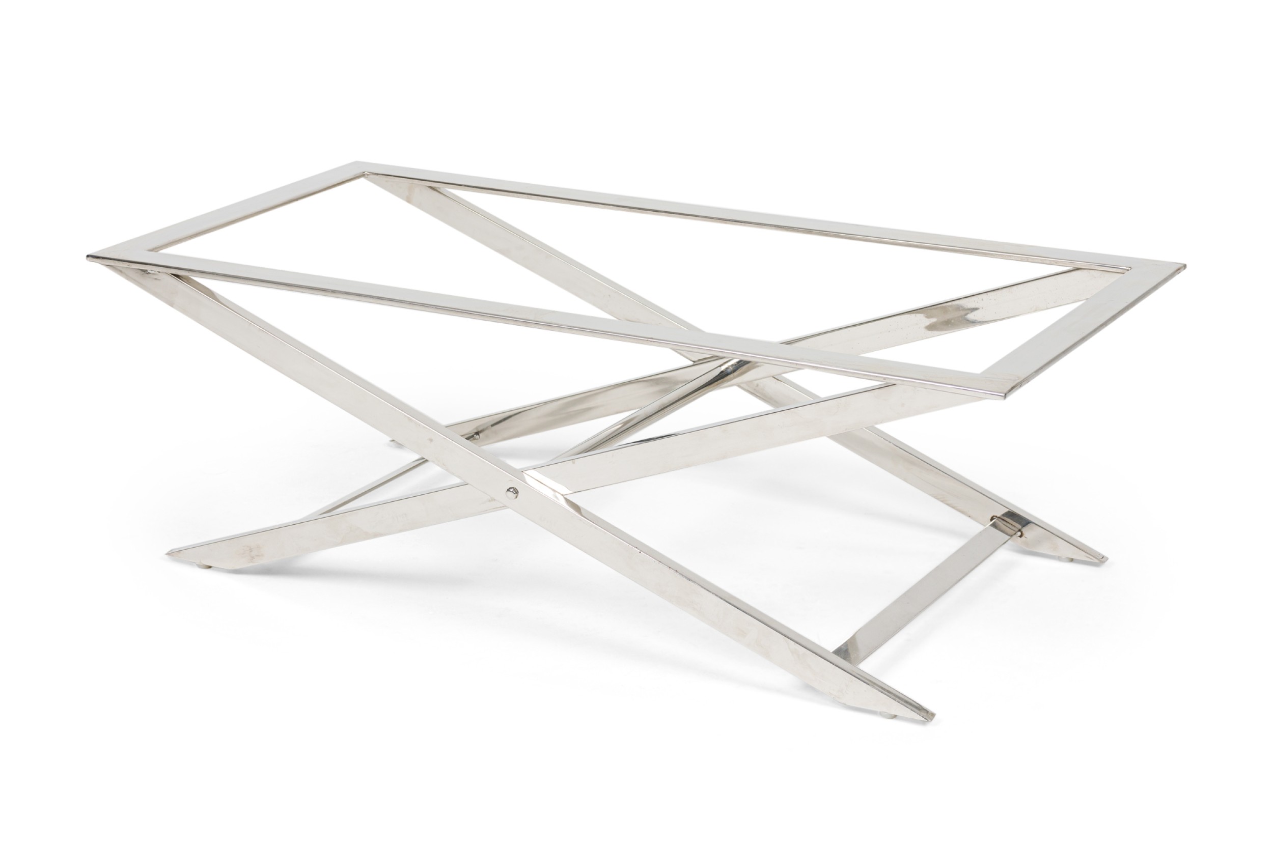 Mid century modern polished chrome barcelona style coffee table base