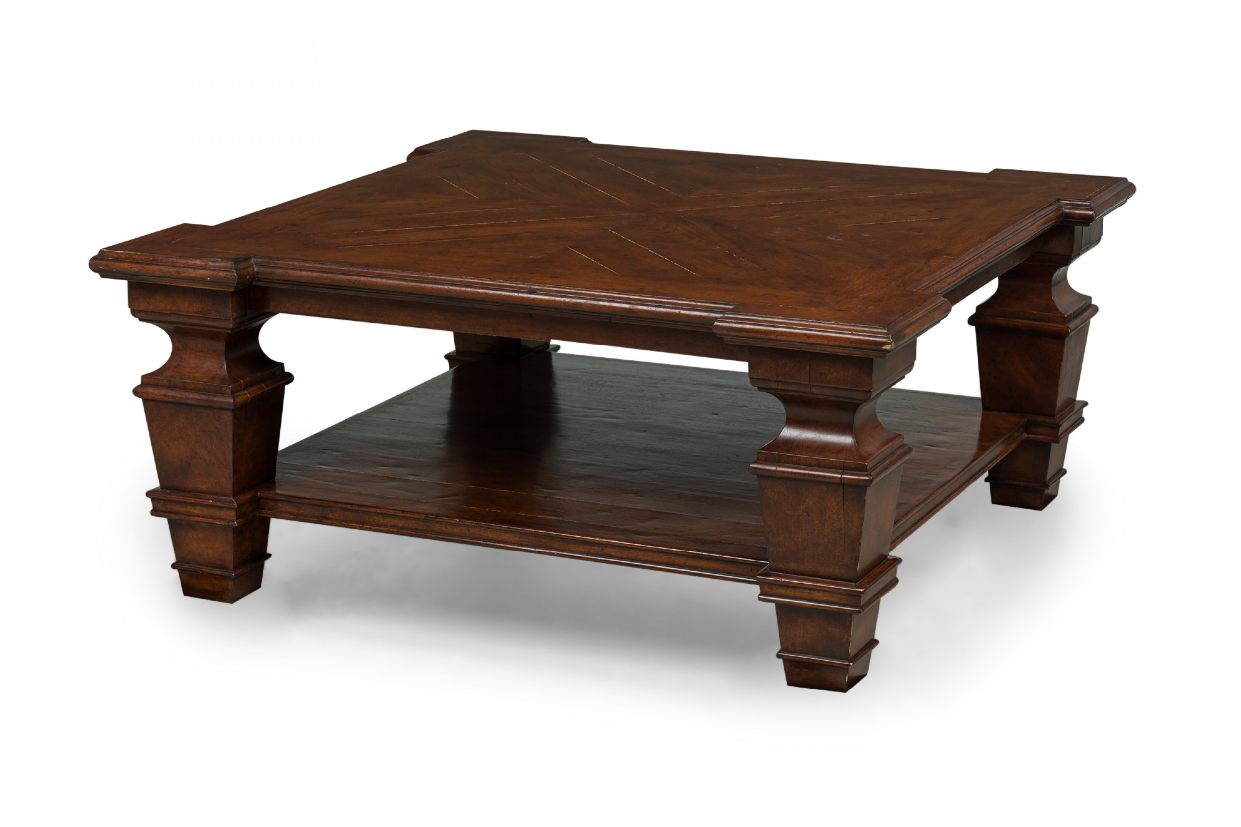English regency style square oak low coffee table