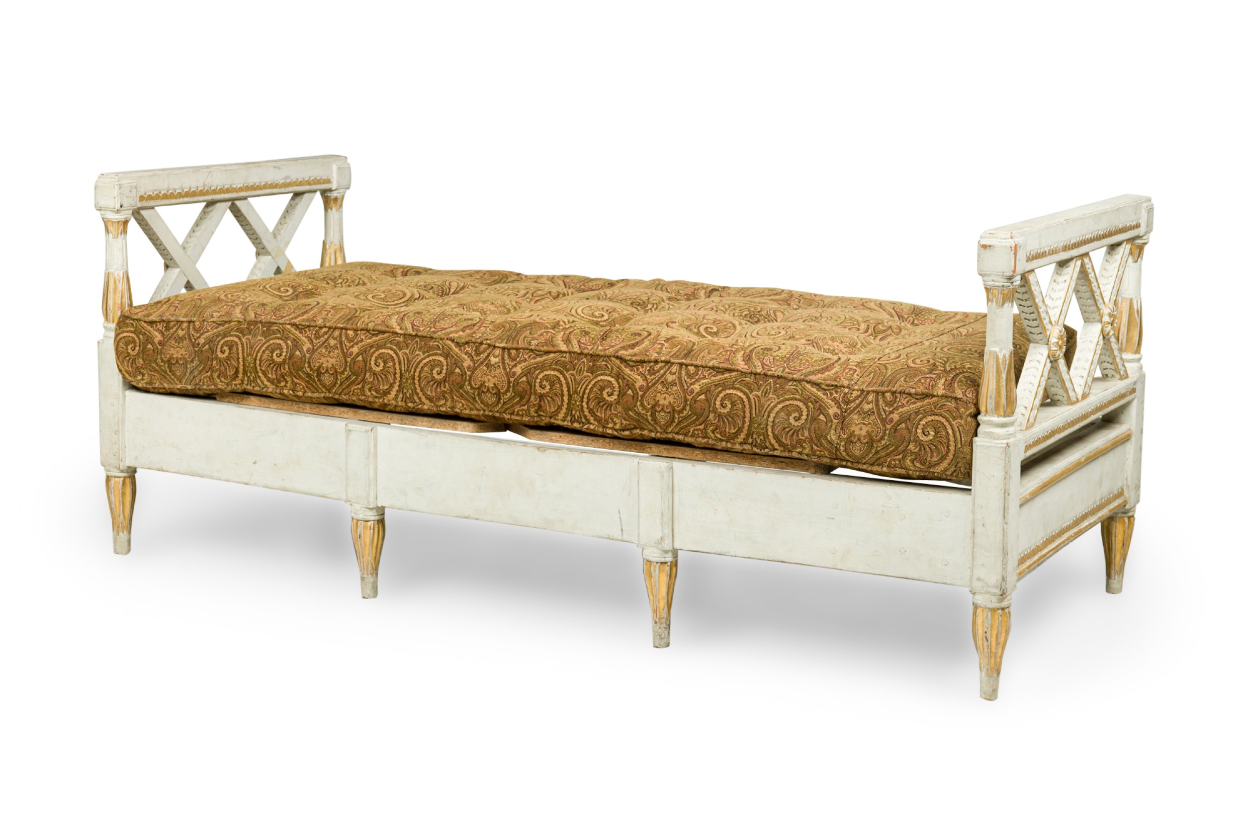 Swedish neoclassical white and gilt painted daybed