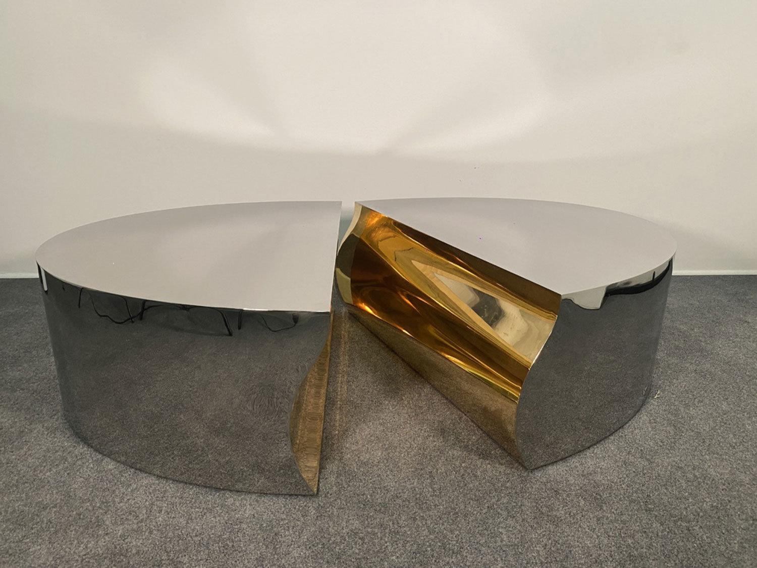 Karl springer mid century american modern stainless steel bronze center freeform cocktail table