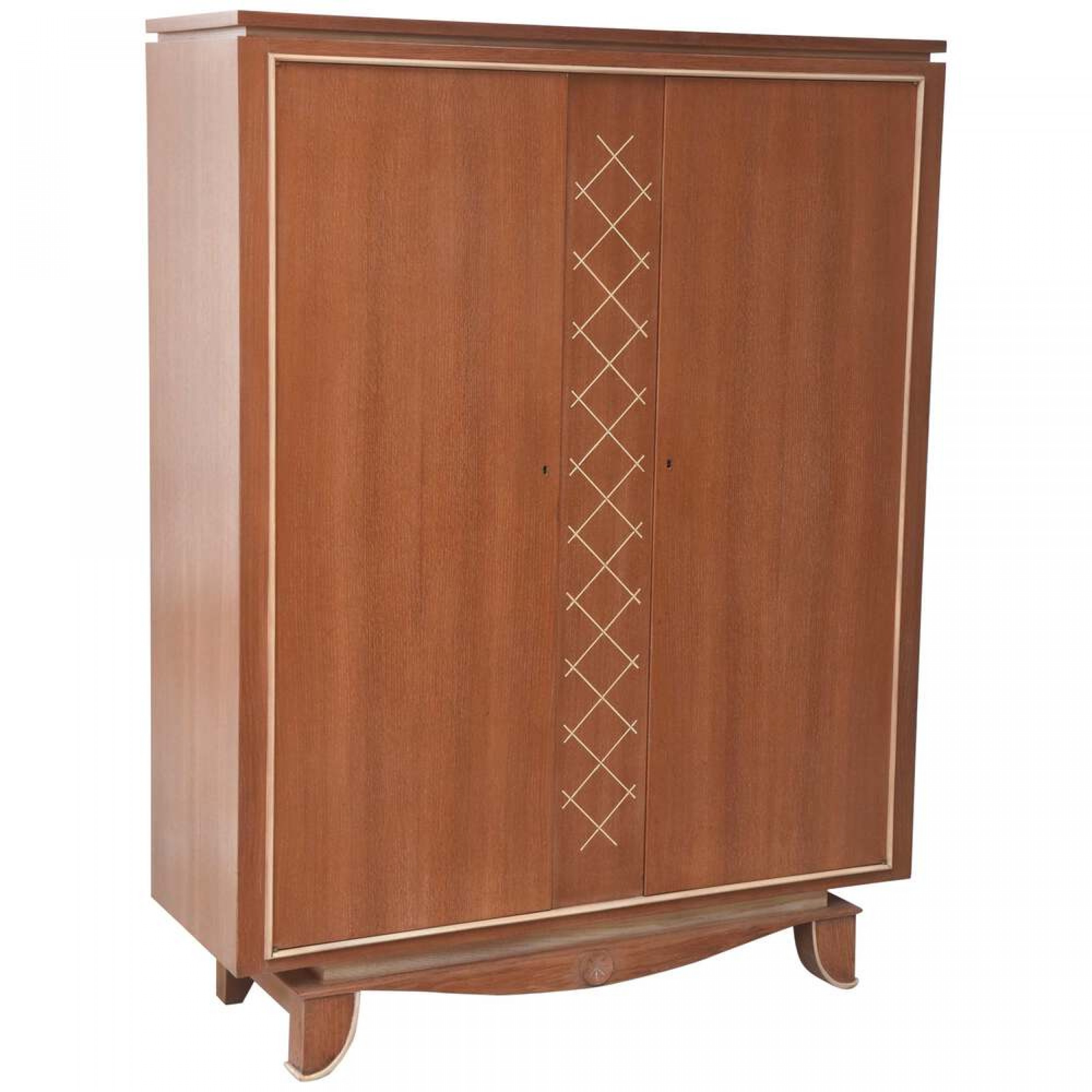 Pierre petit mid century french modern limed oak and parchment tall cabinet