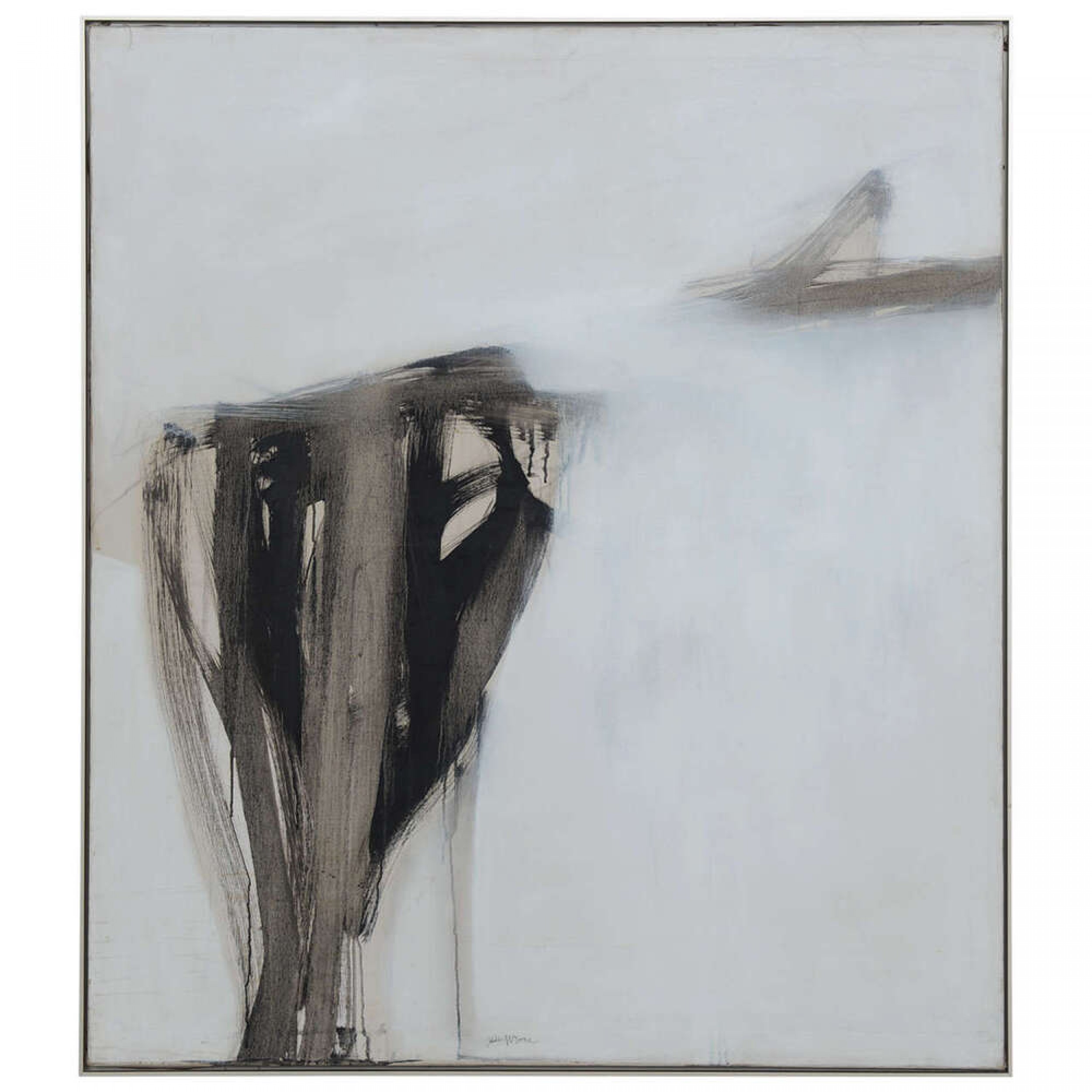 Mid century cuban framed abstract oil painting on canvas