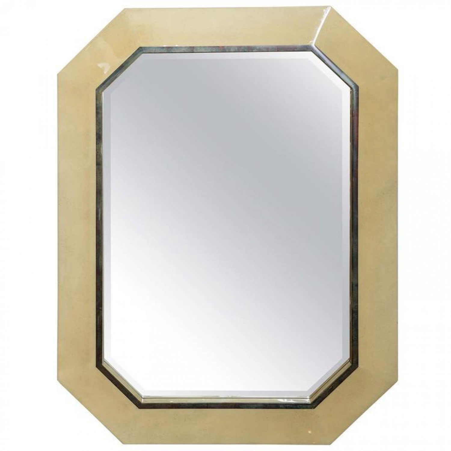 Mid century american lacquered octagonal wall mirror signed karl springer 