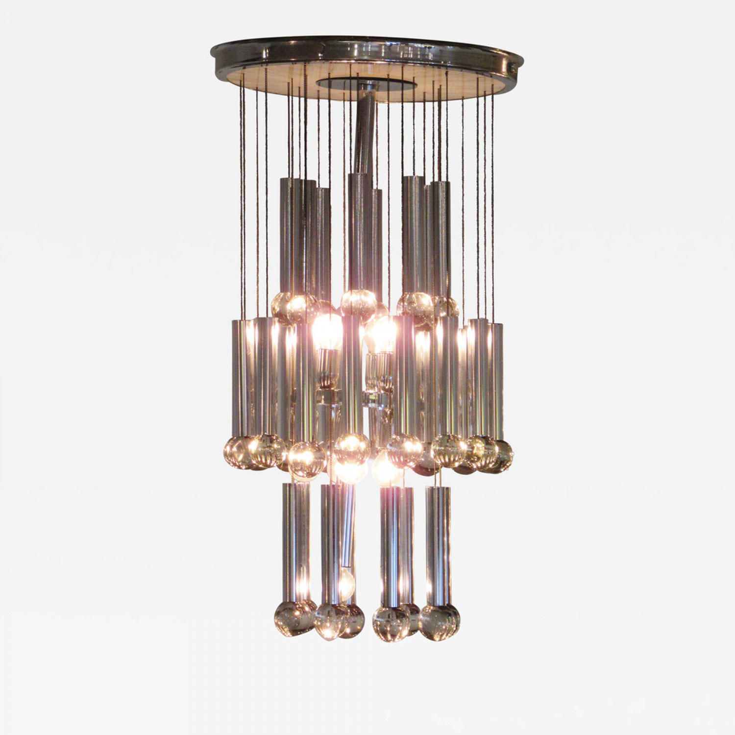 Scolari mid century italian modern polished chrome chandelier