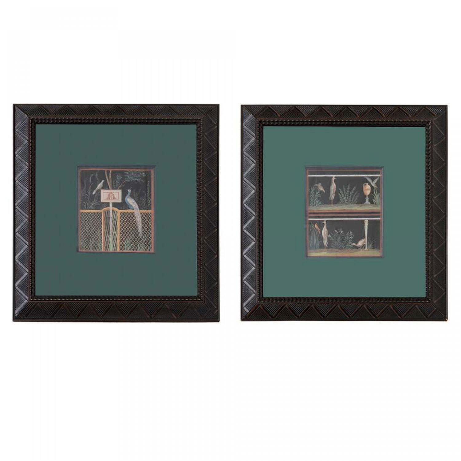 Pair of michelangelo maestri italian neoclassic framed 18th century gouache paintings 