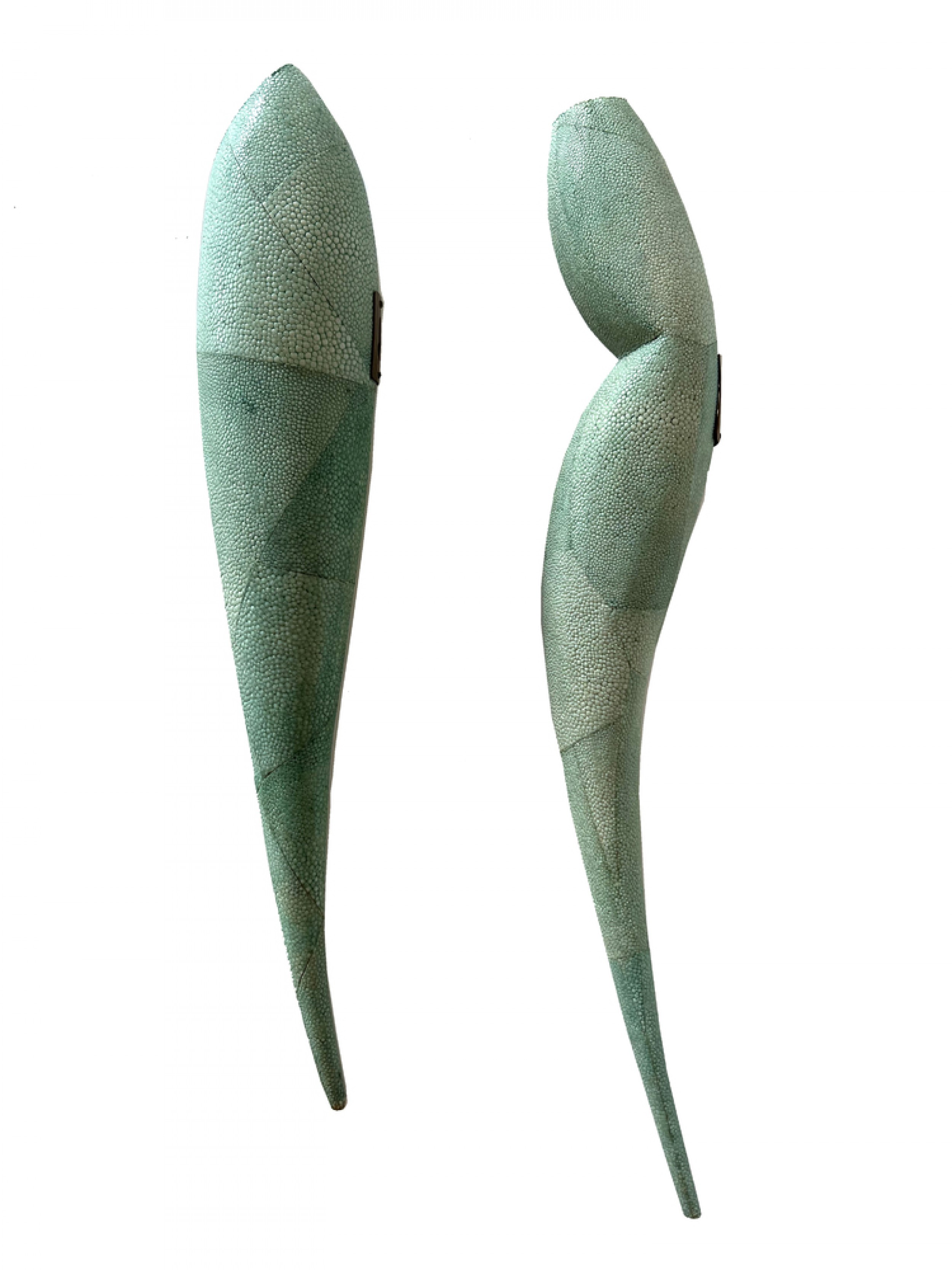 Pair of ry augousti mid century continental shagreen wall hung candle sticks