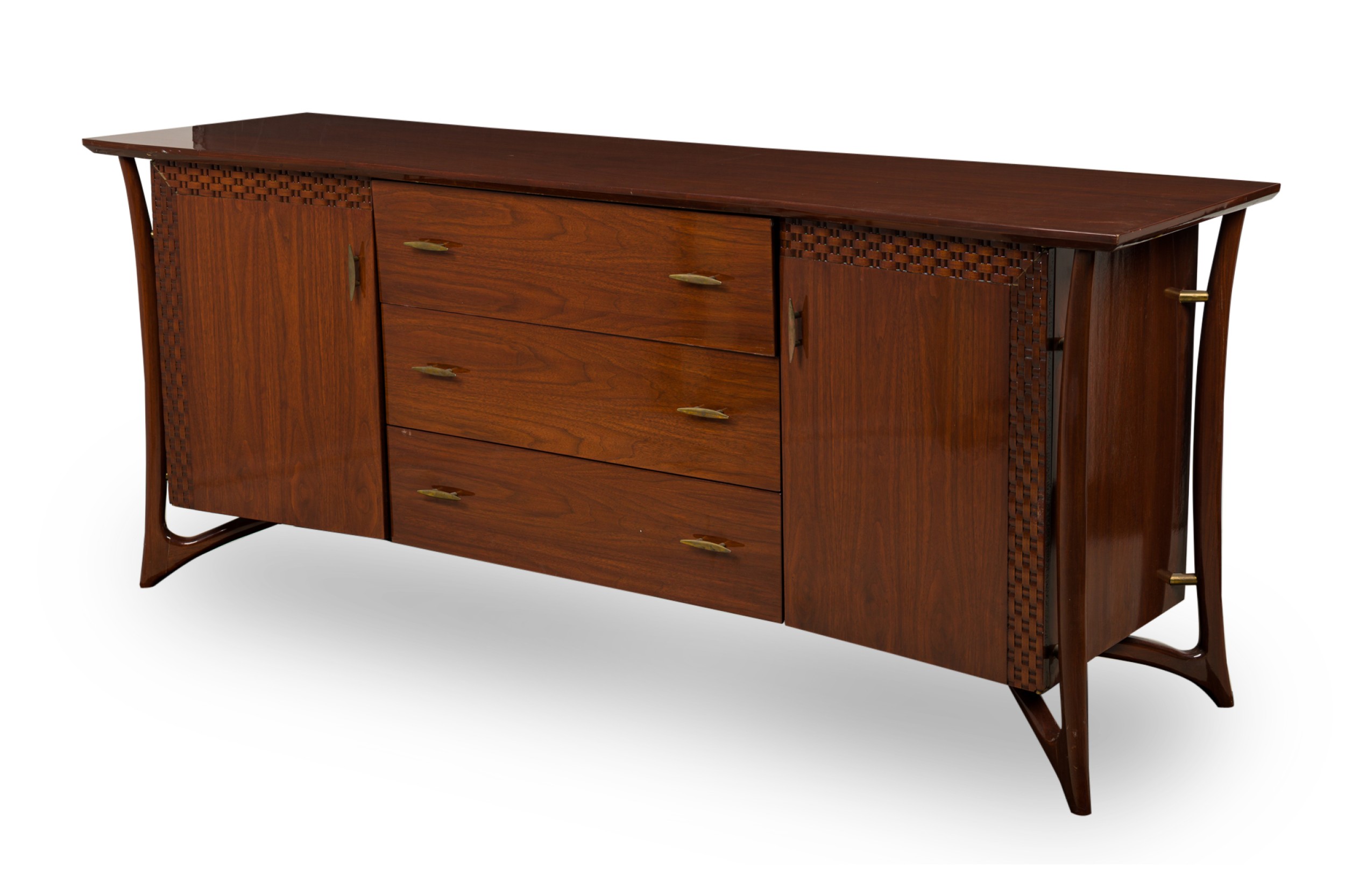 Italian mid century luciano frigerio rosewood and brass sideboard 