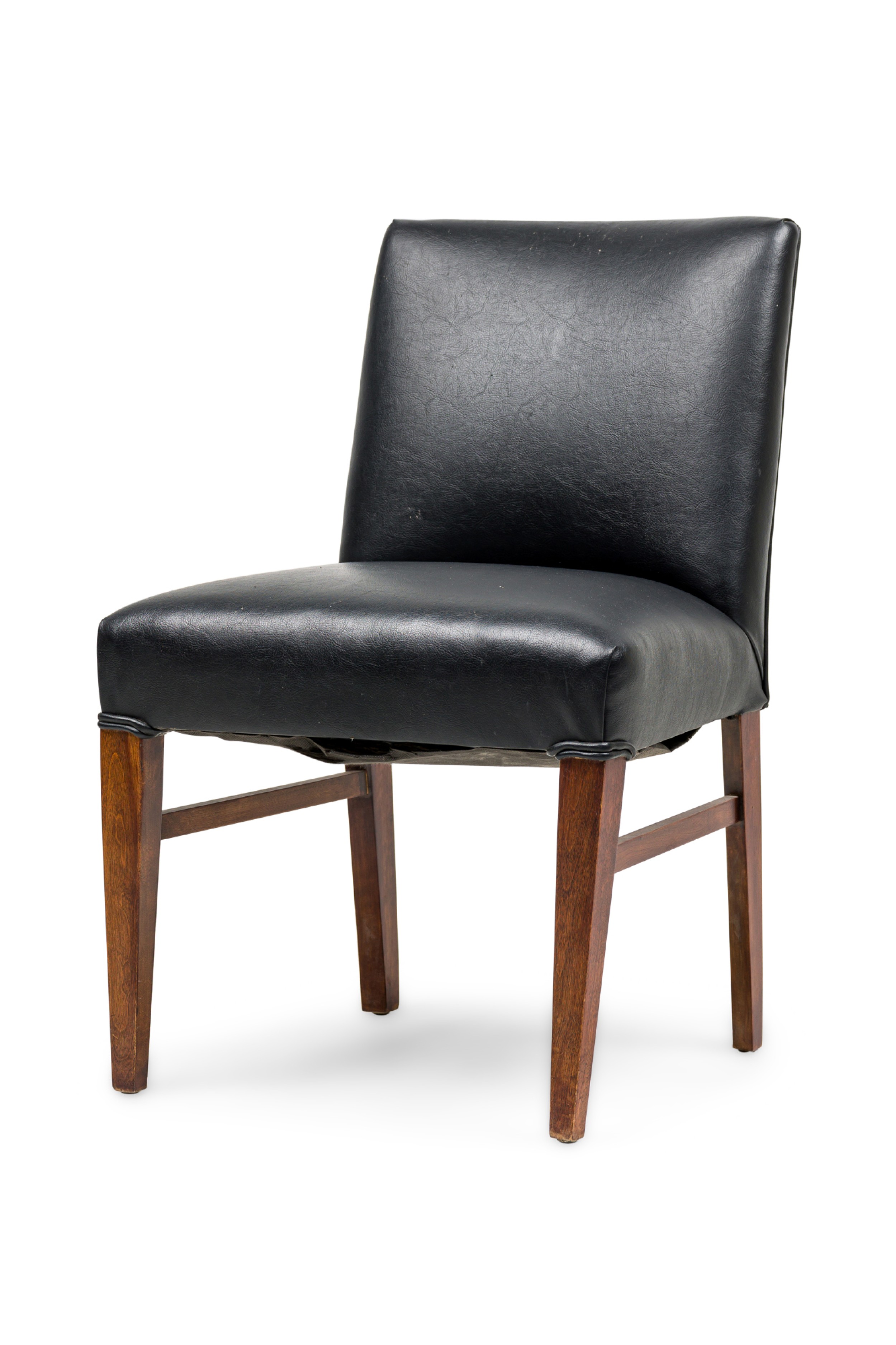 American contemporary black leather side chair 