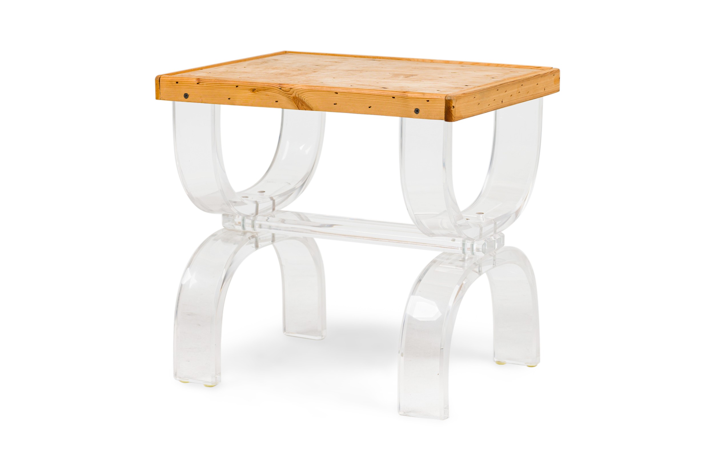 American mid century pine and lucite end table