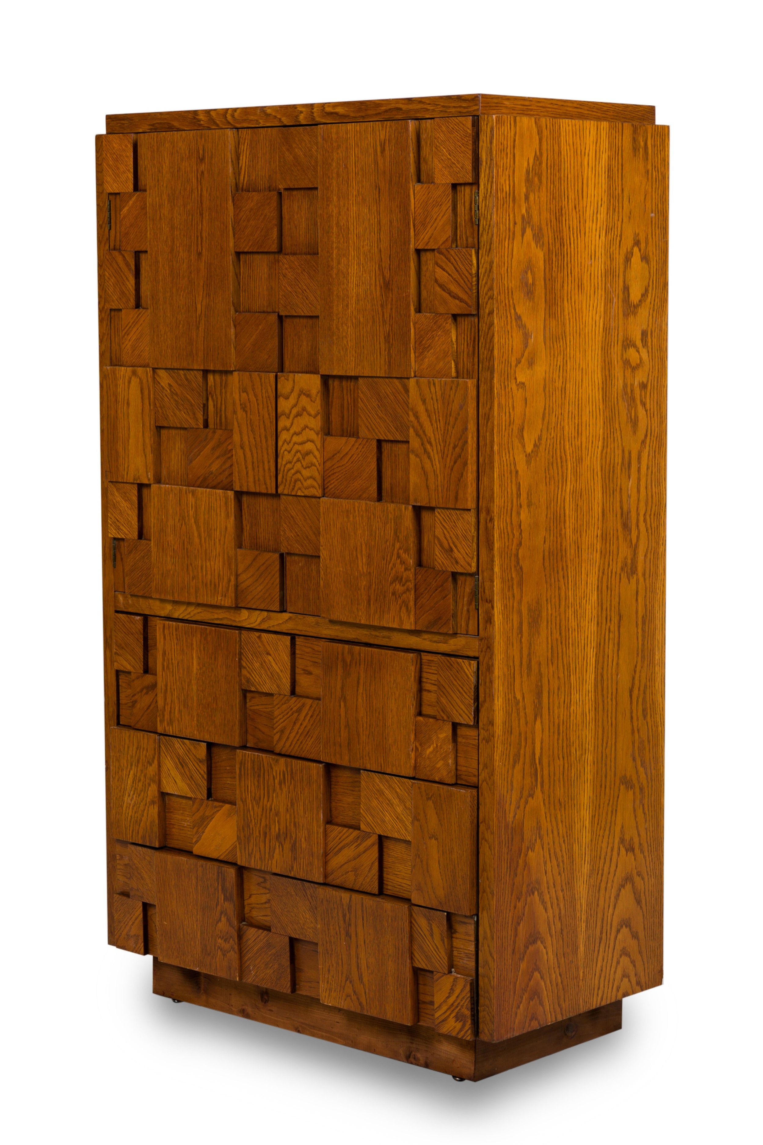 American Mid Century Walnut Brutalist Dresser