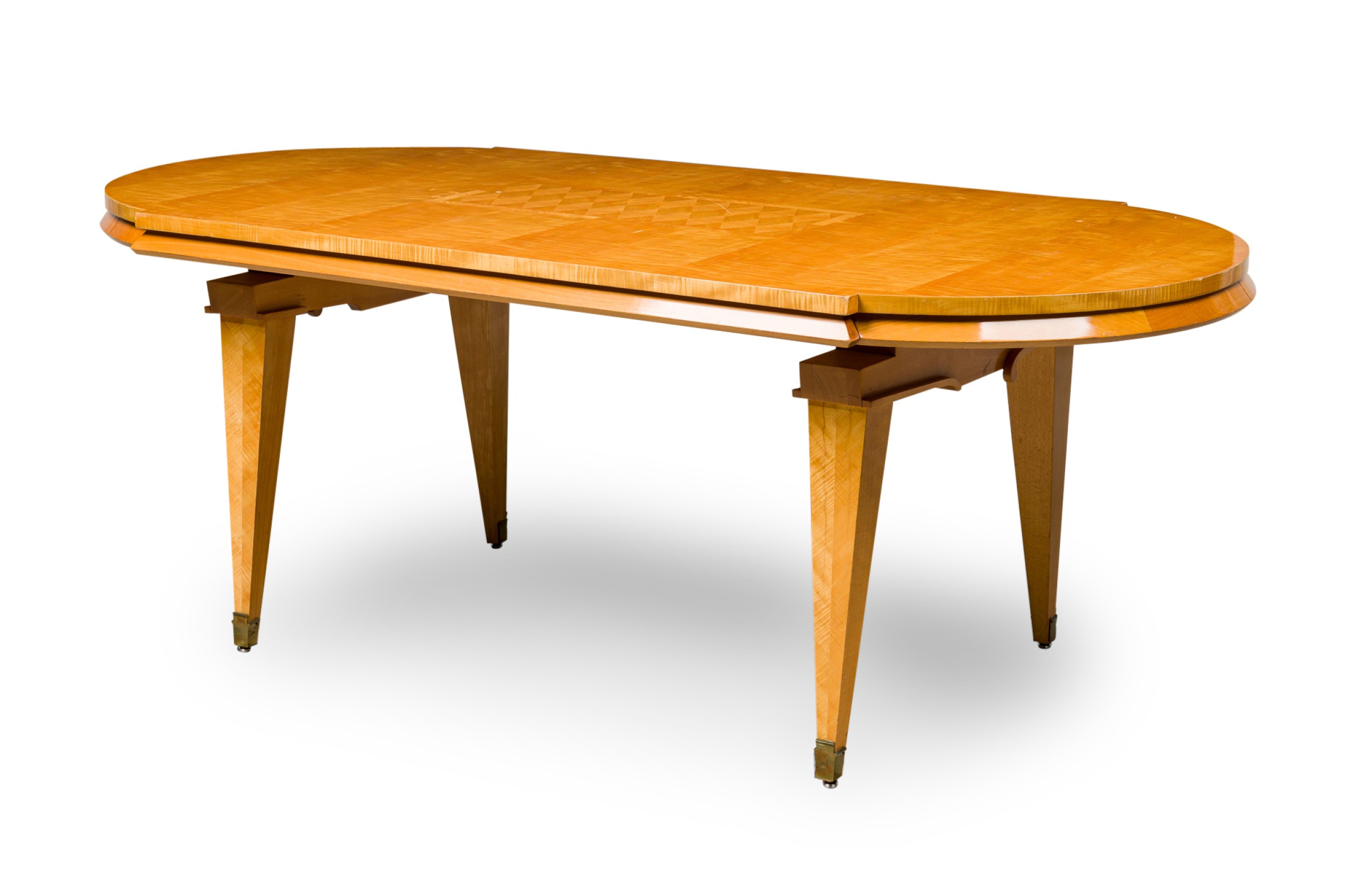 Andre arbus french mid century sycamore inlaid and veneered dining table