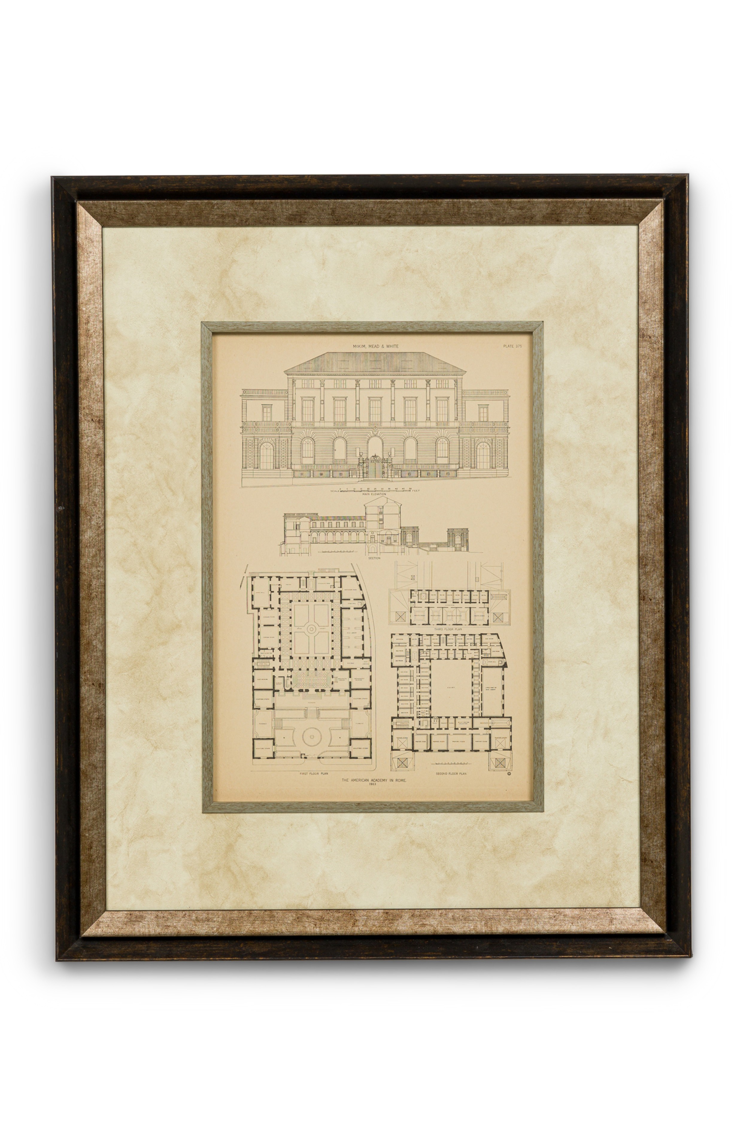 American victorian framed monograph print titled the american academy in rome mckim mead & white 1913 