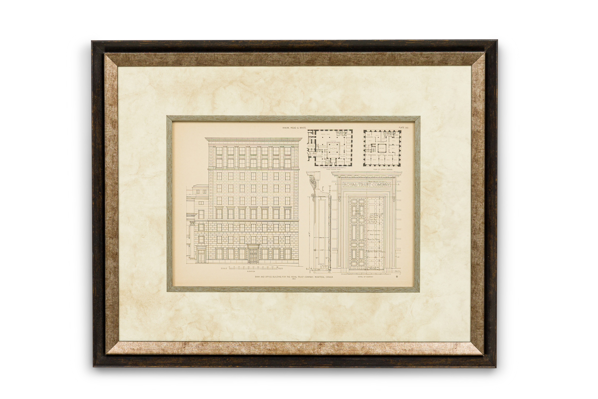 American victorian framed monograph print titled bank & office building for the royal trust family mckim mead & white 1912 