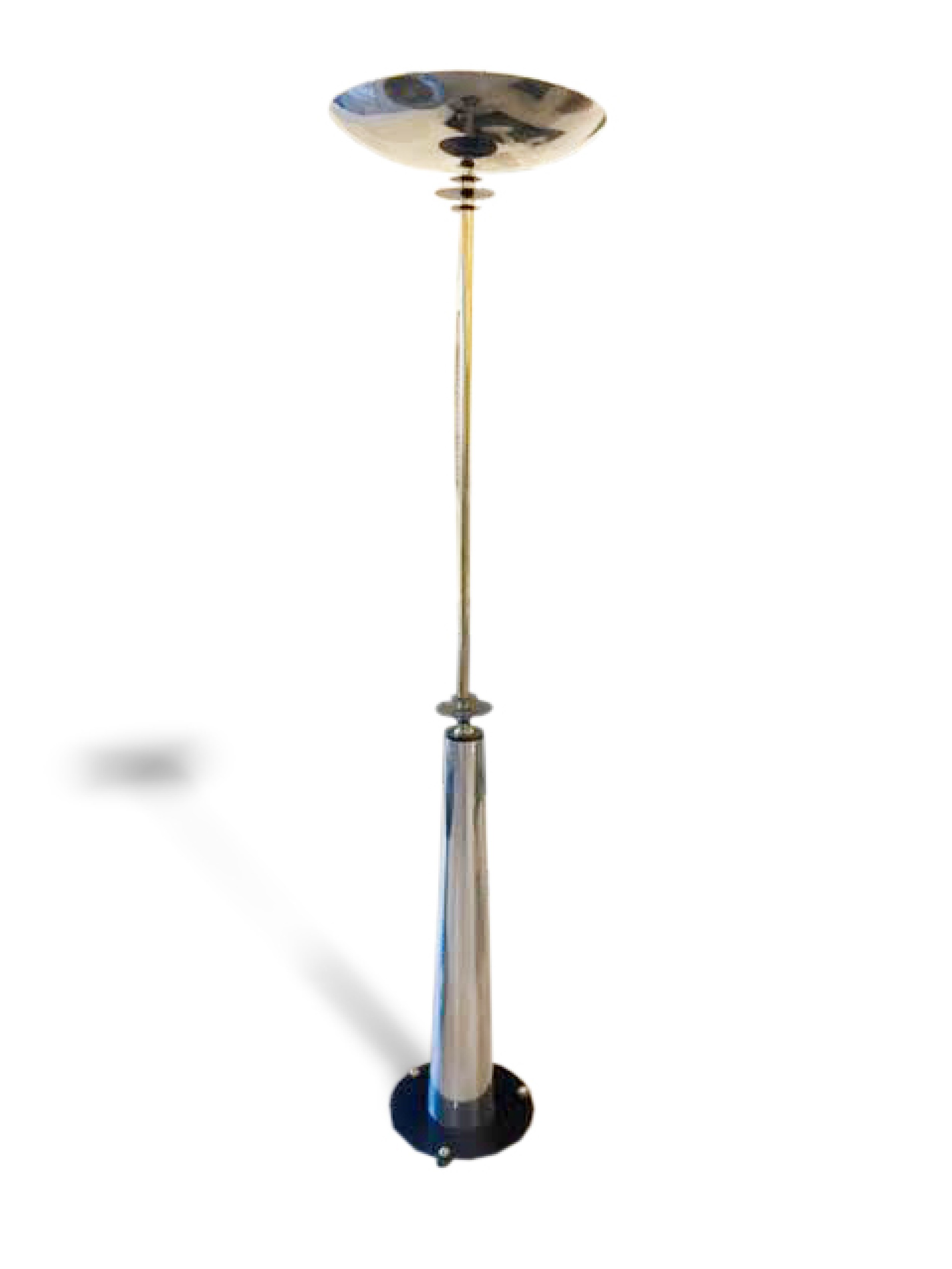 Pair of italian art deco style chrome floor lamps