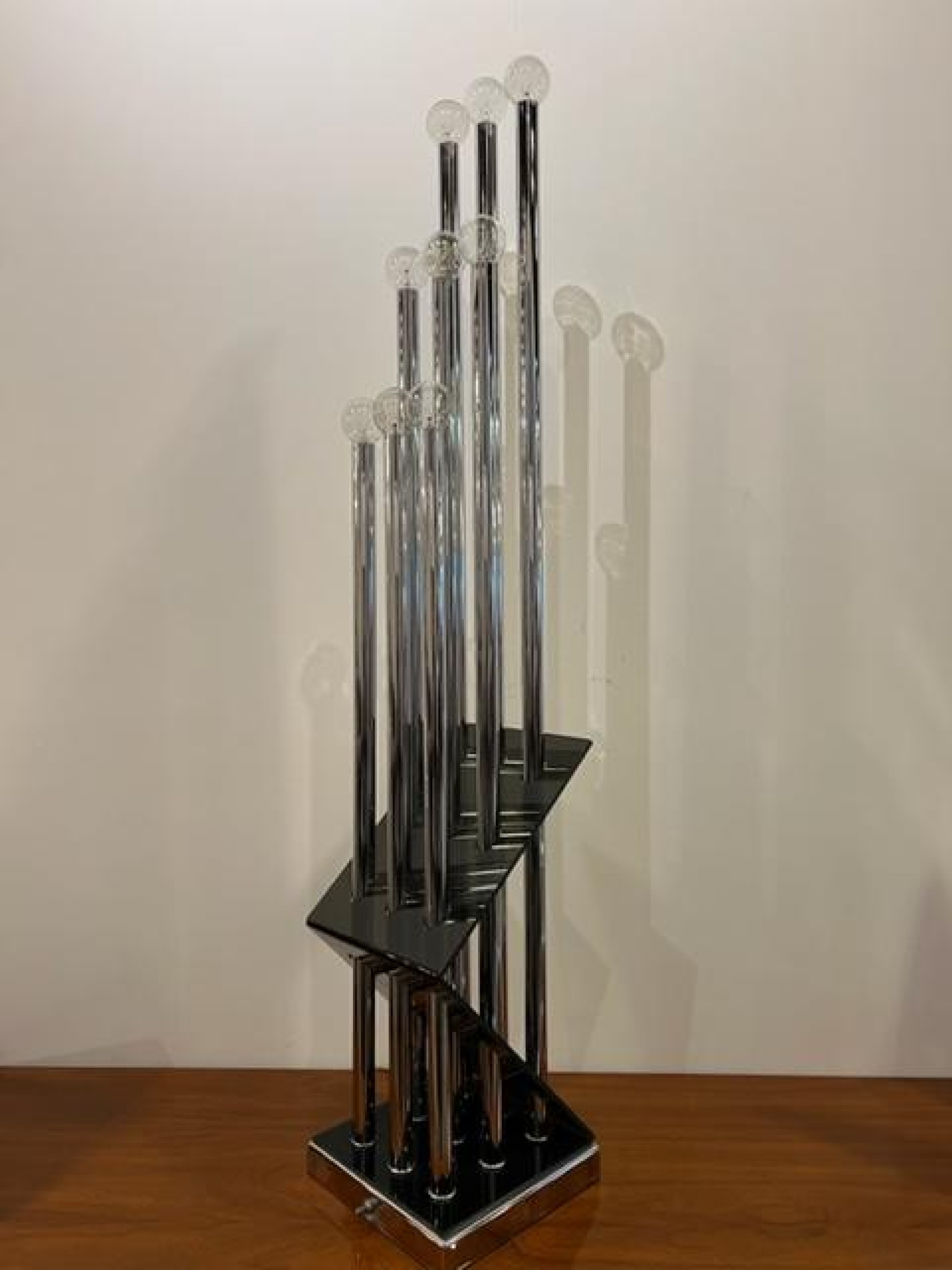 J.t. kalmar austrian mid century large chrome and lucite lamp