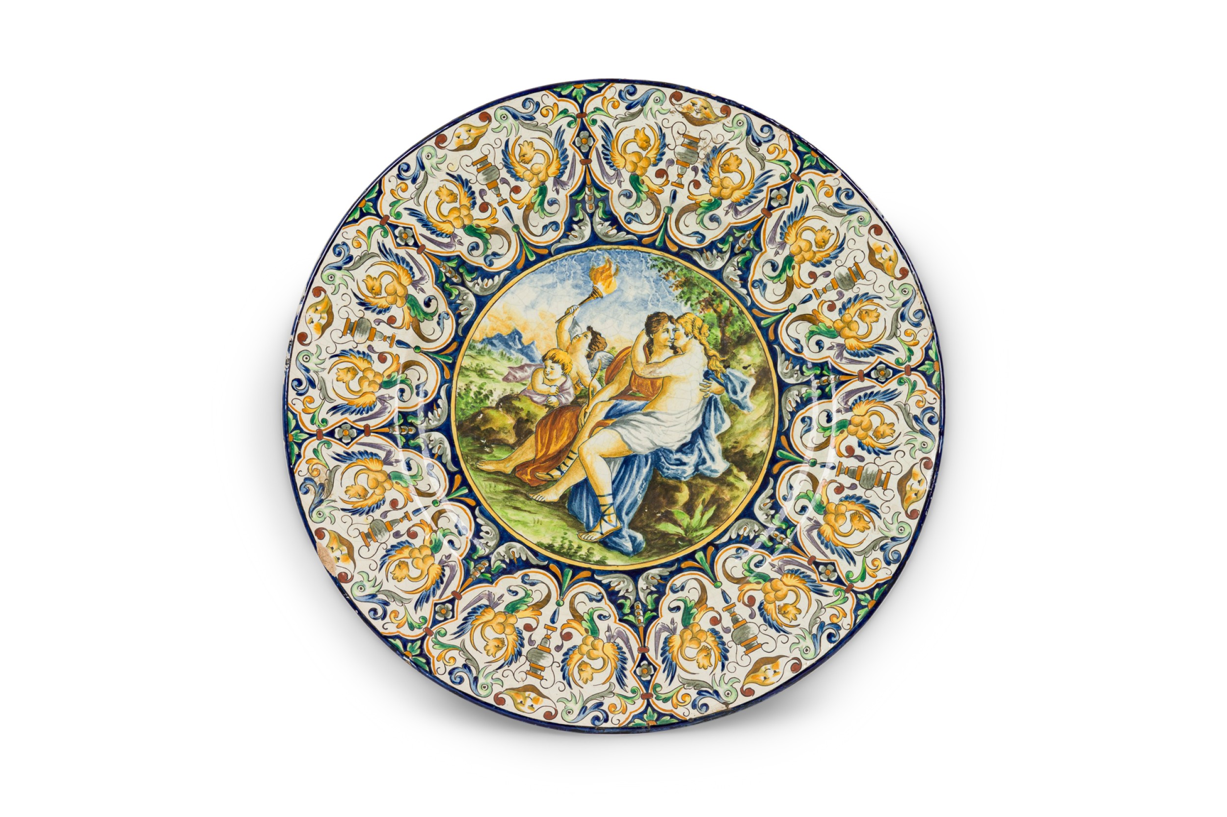 Italian renaissance display plate with classical figures