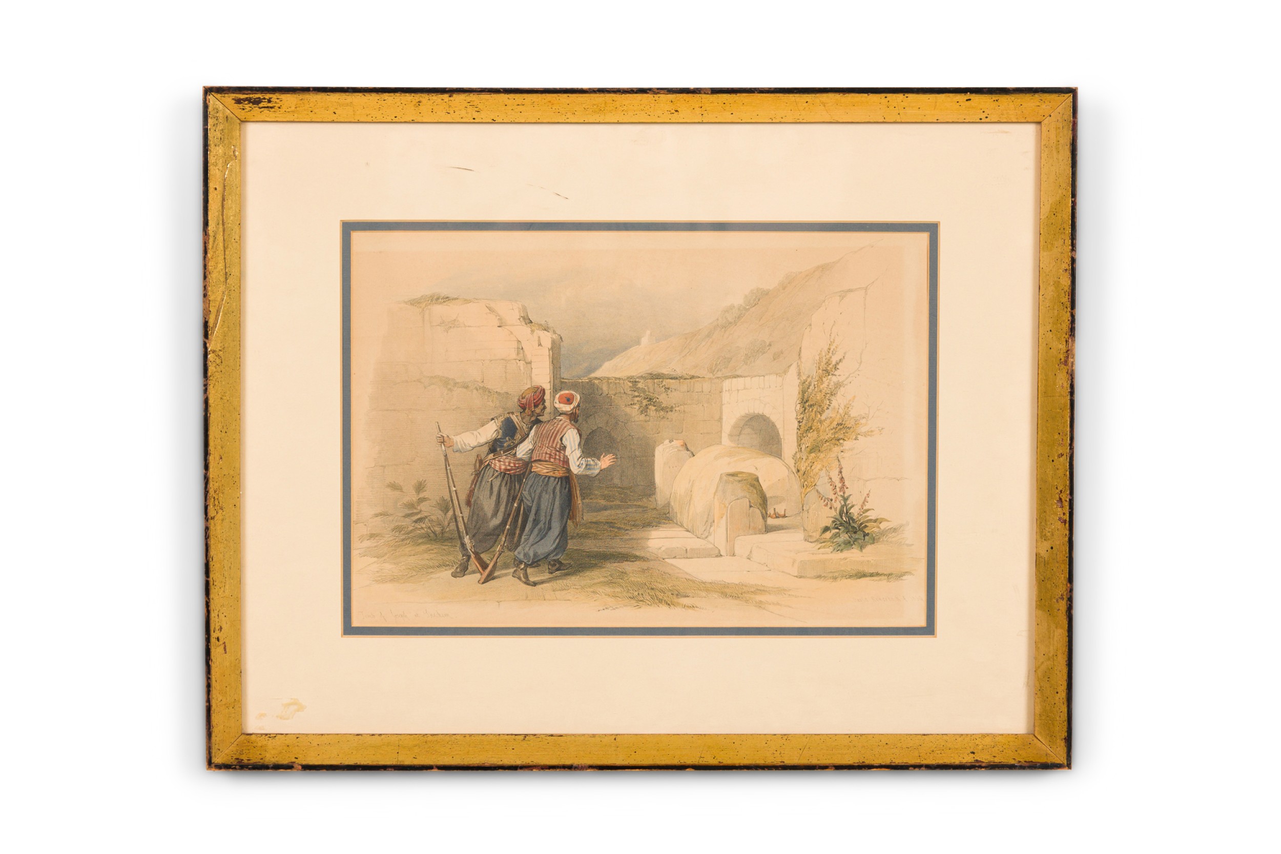 David roberts english georgian painting of 2 male soldiers