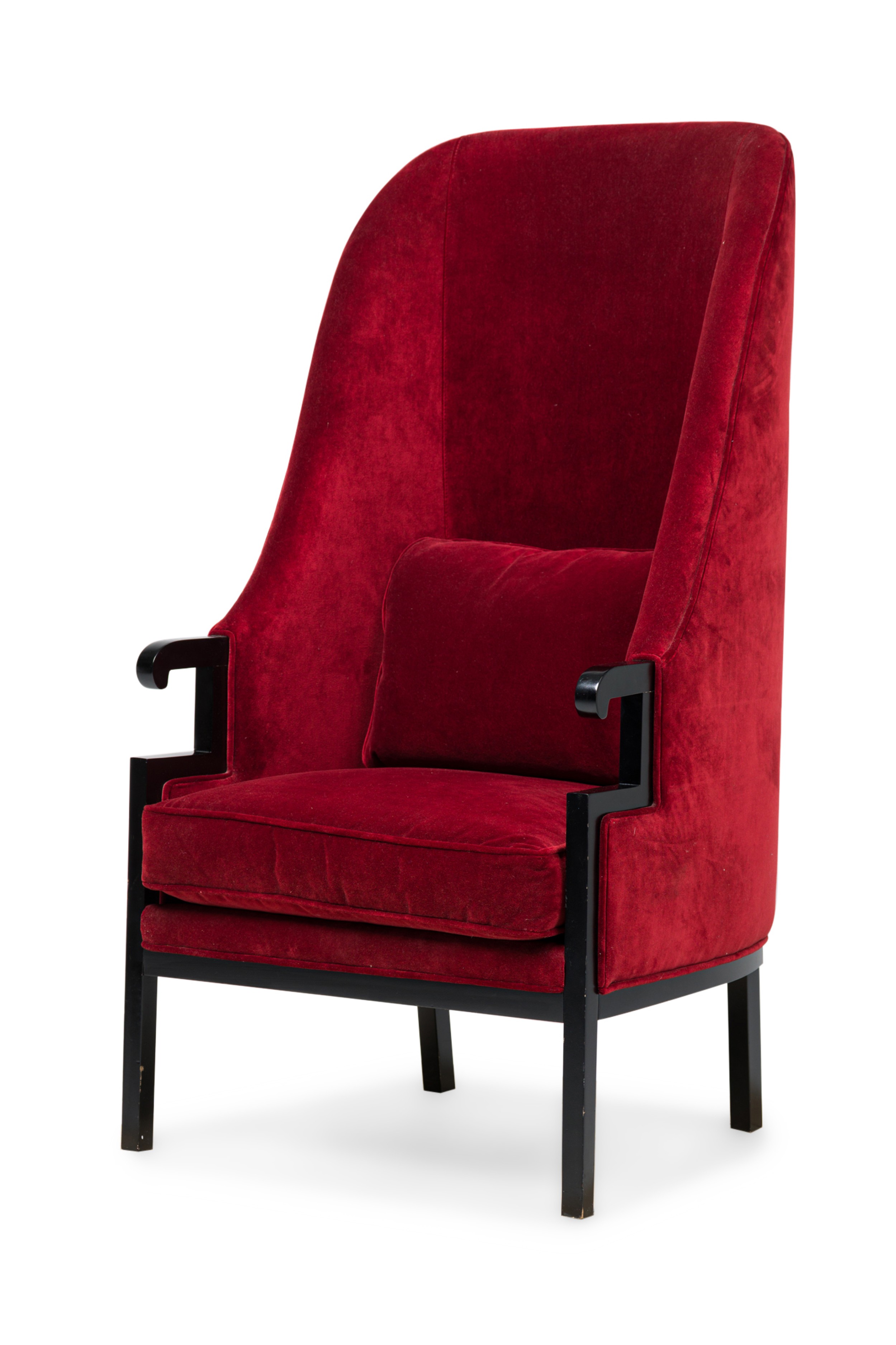 Milo baughman american mid century high back red wing armchair