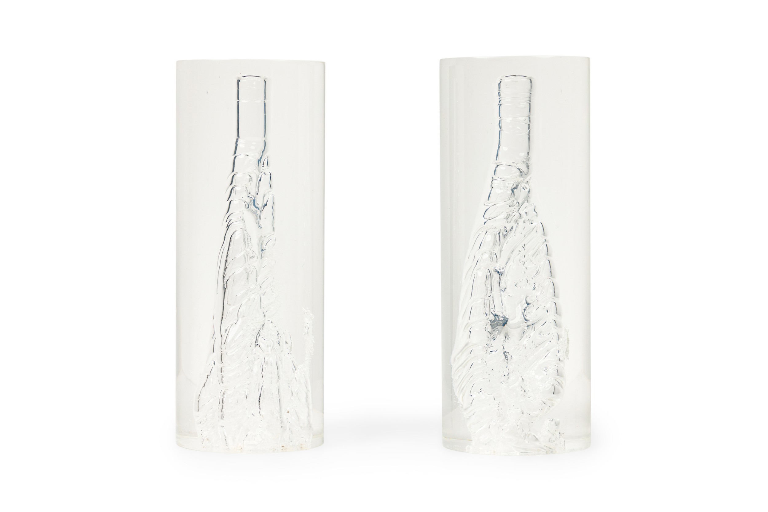 American mid century modern acrylic lucite cylindrical sculptures