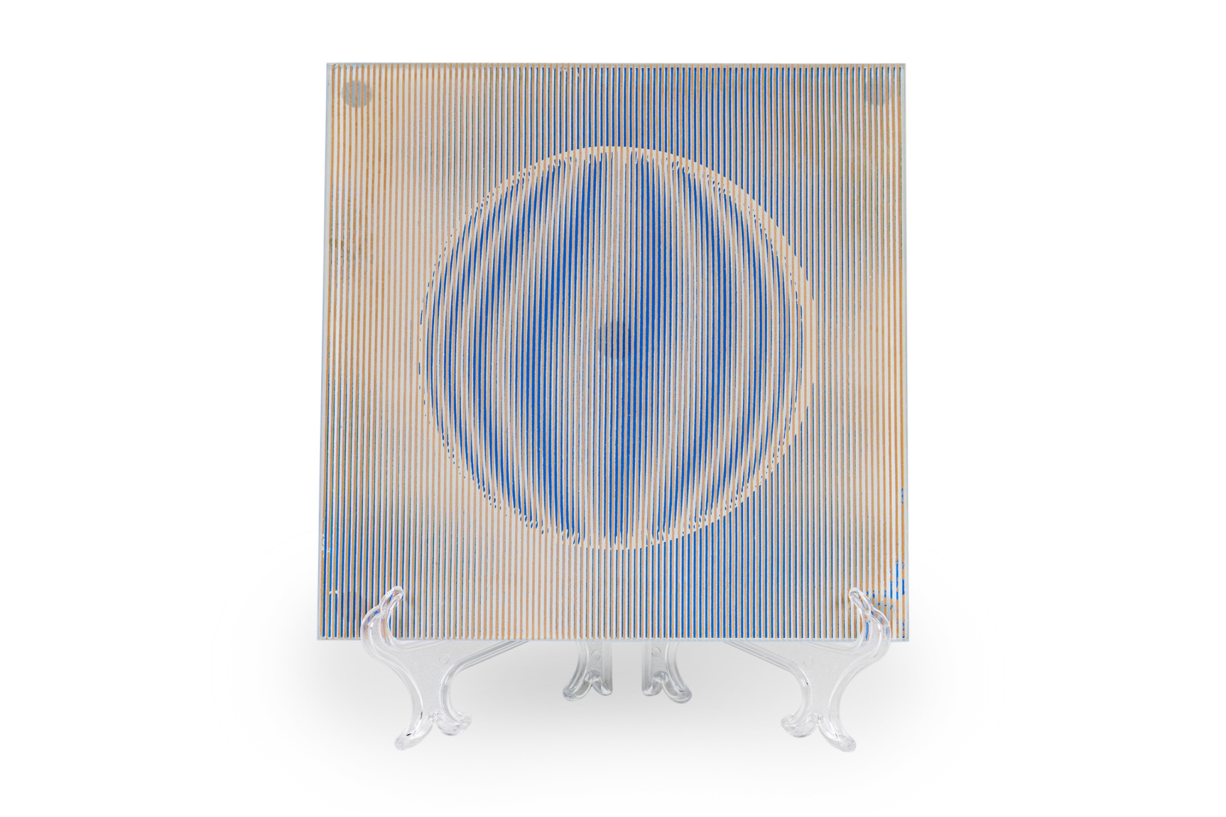 2 czechoslovakian mid century op art circular pattern glass tiles