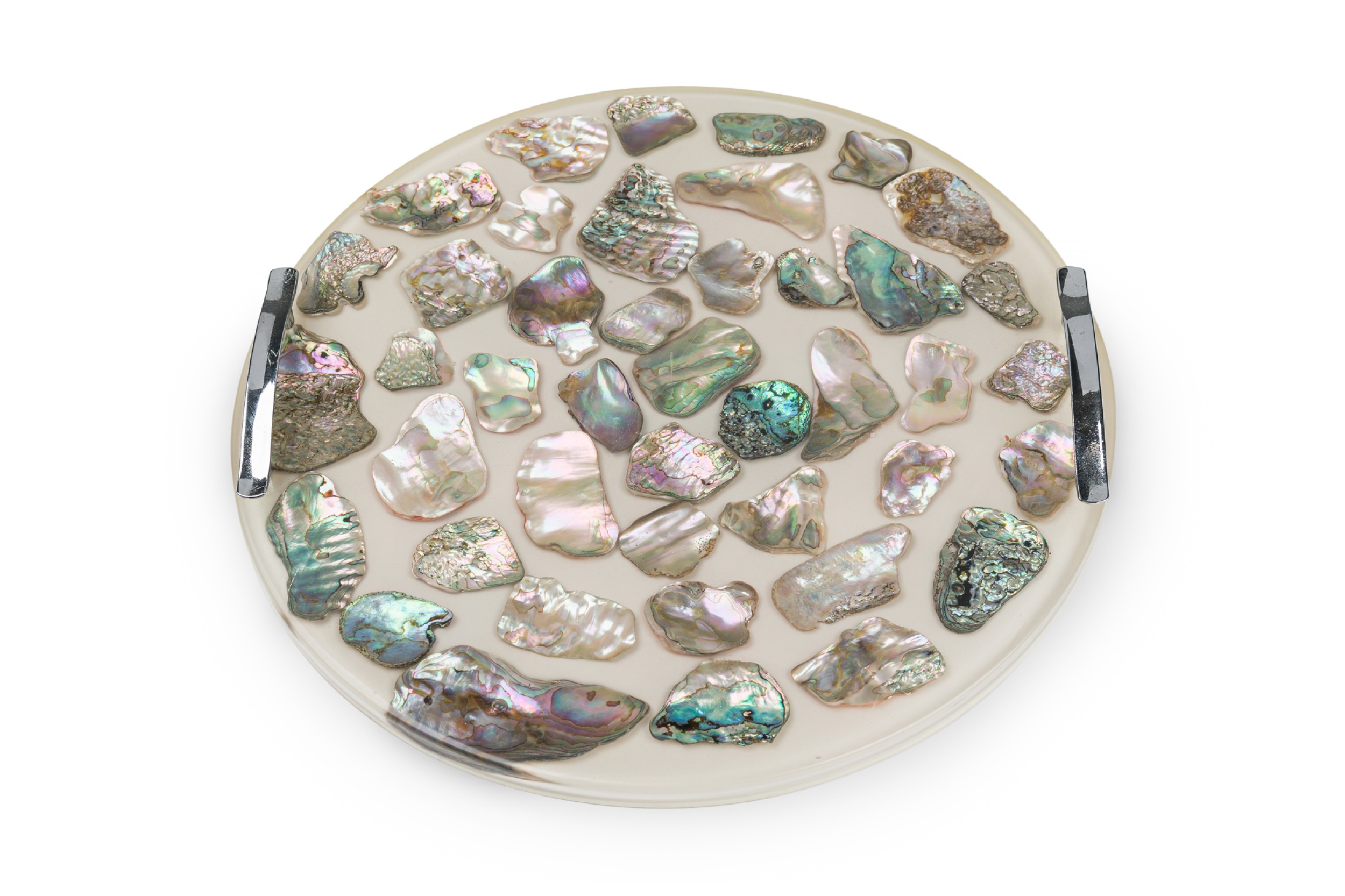 American contemporary lucite and abalone tray