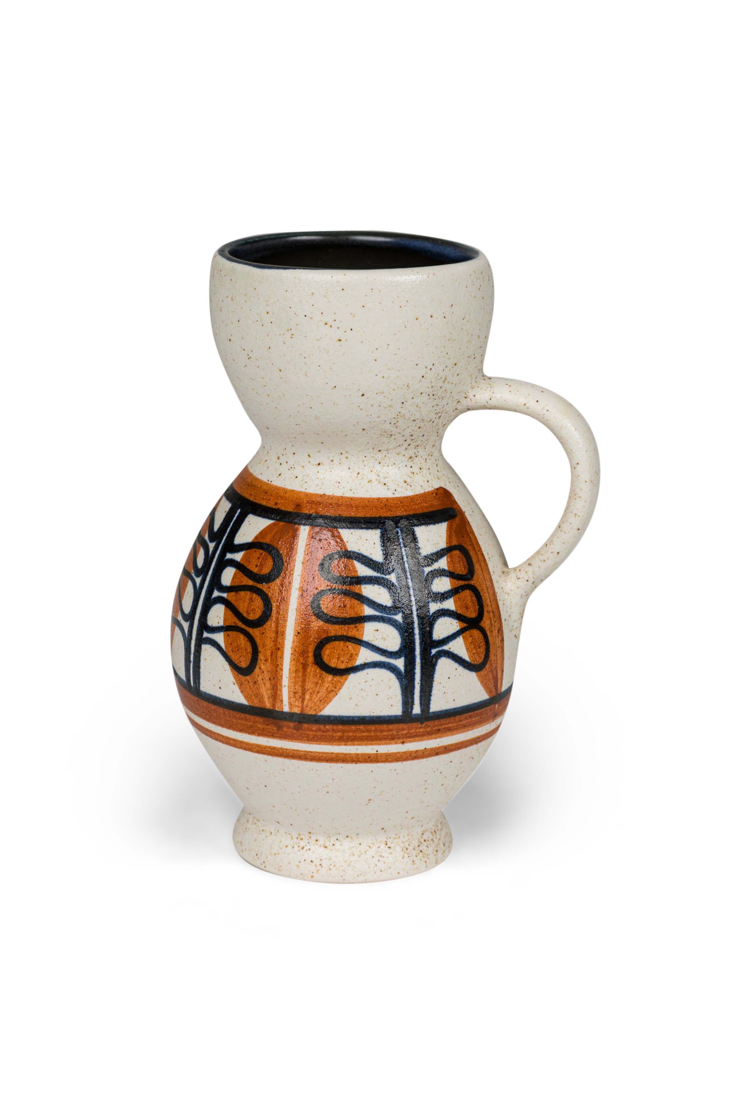 Israeli mid century lapid glazedd ceramic pitcher with a round top