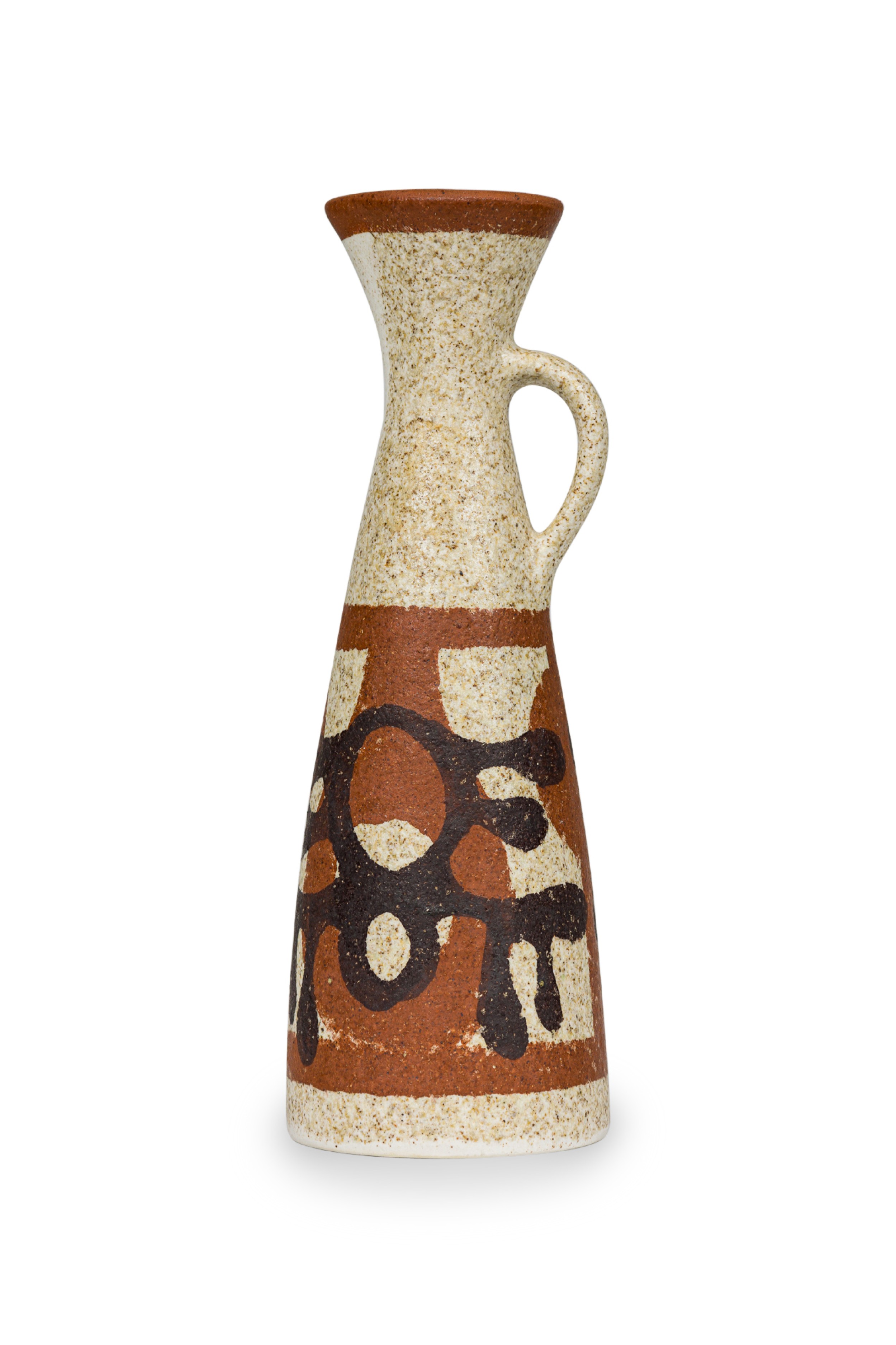 Israeli mid century lapid glazedd ceramic pitcher with a flaired top