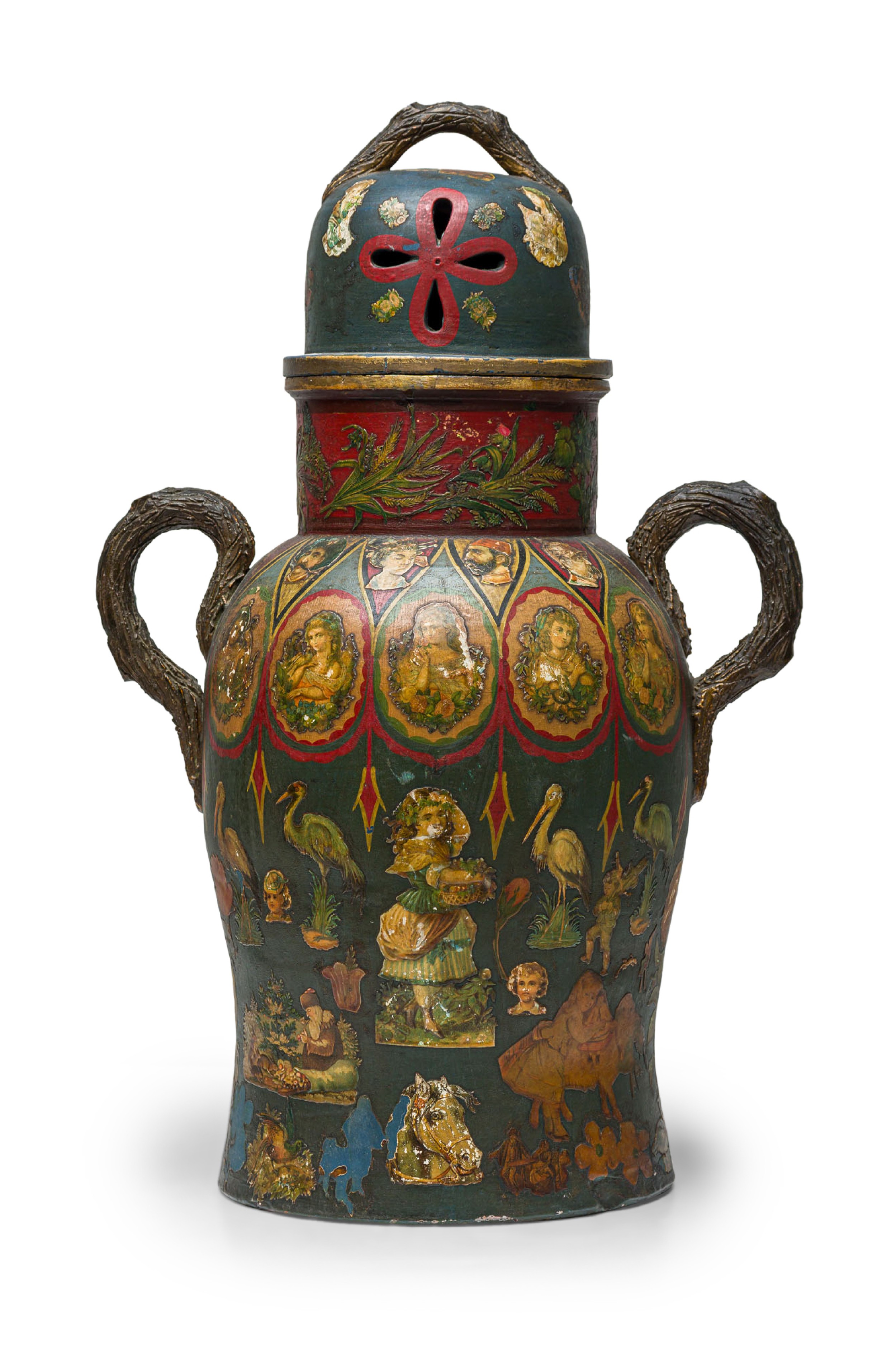 English victorian heavily adorned aged urn