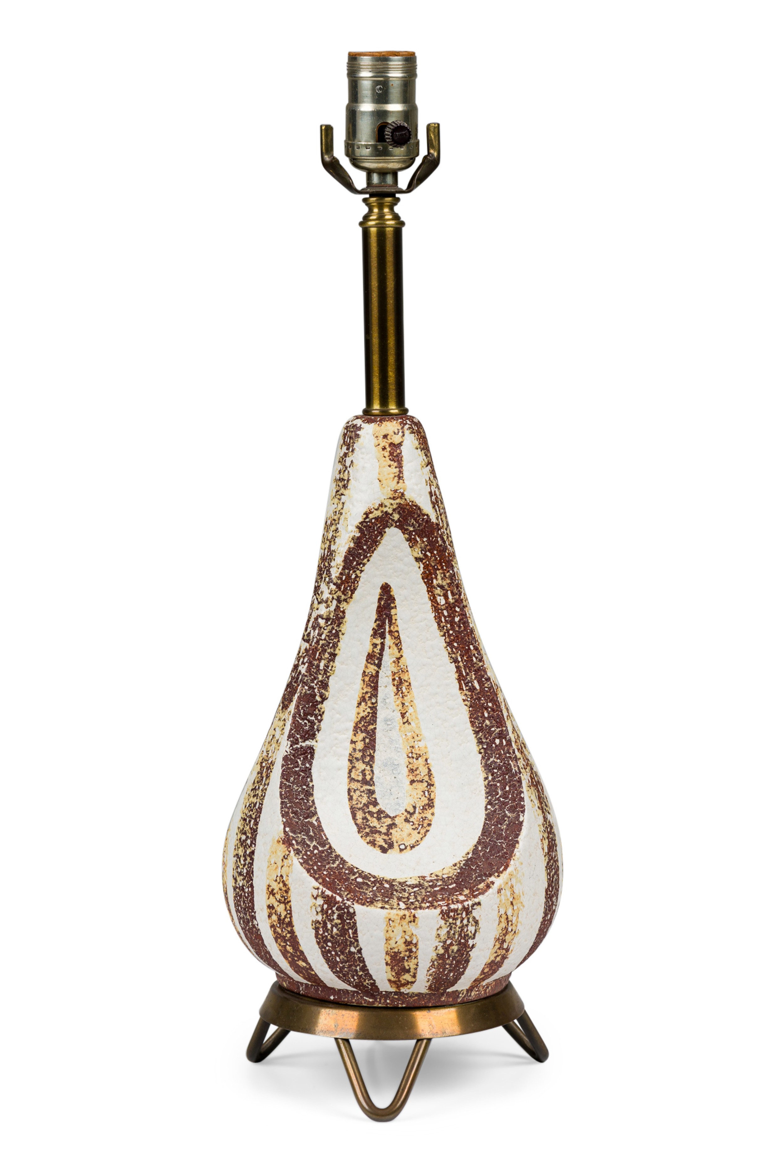 American mid century tear drop shaped ceramic table lamp