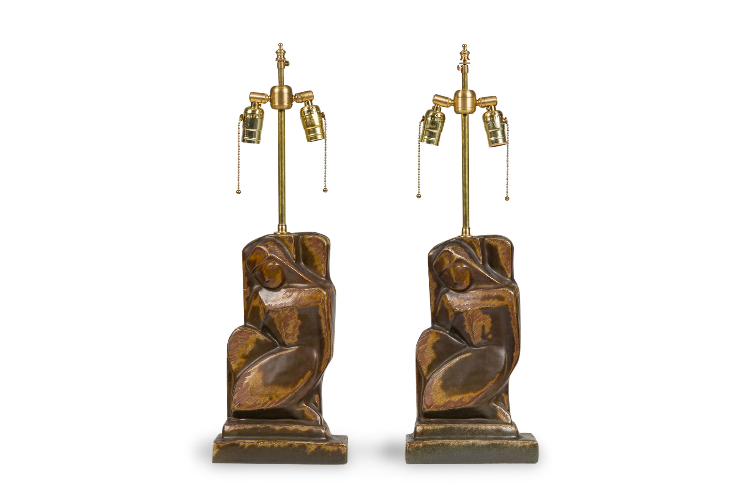 American art deco seated figure table lamp