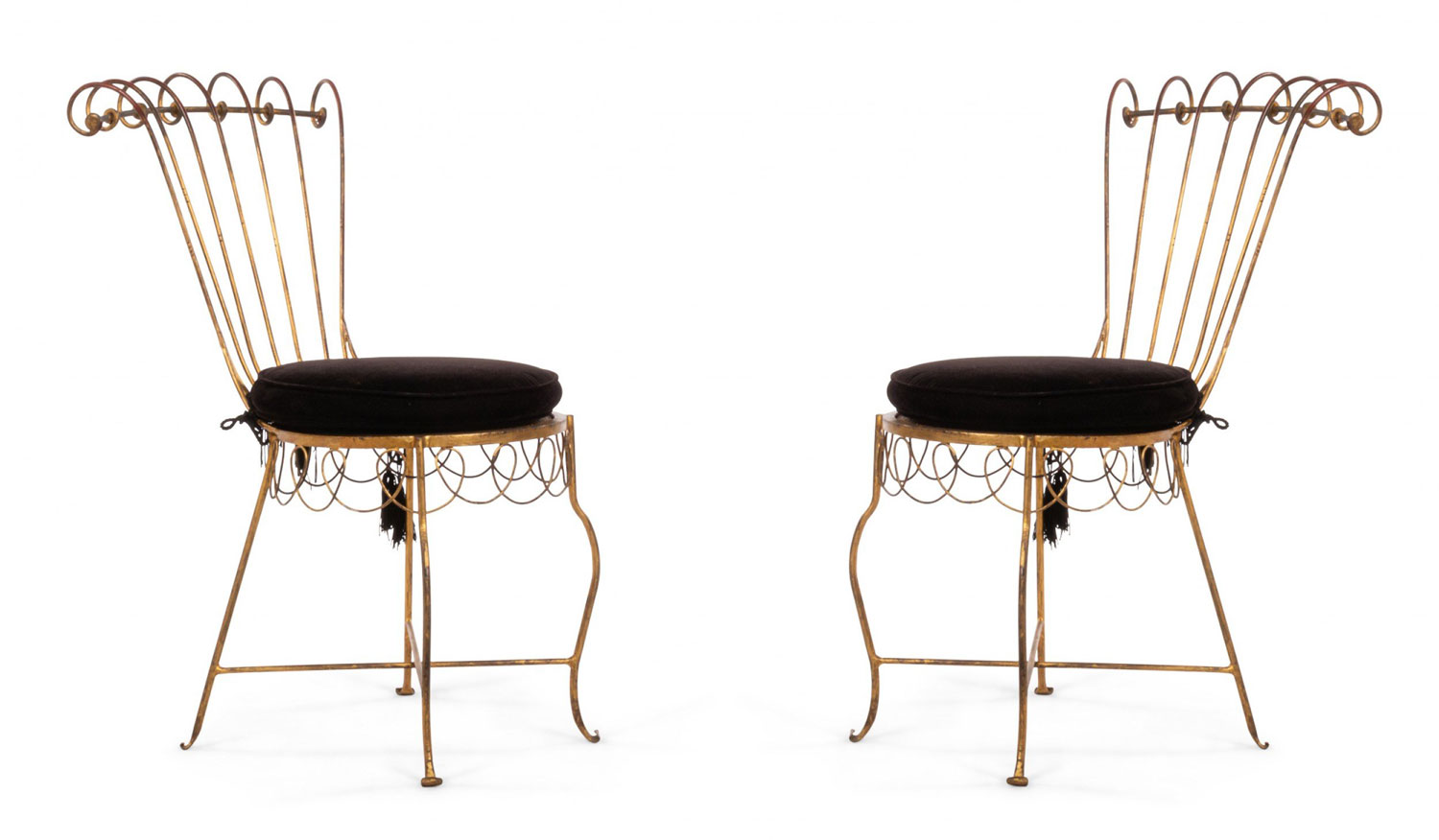 French gilt metal side chairs 1