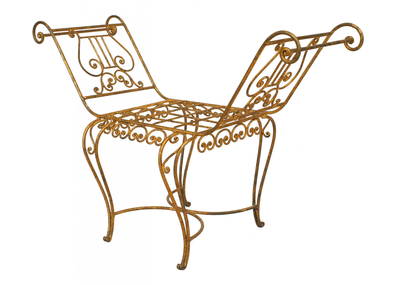 French art moderne lyre window bench 1