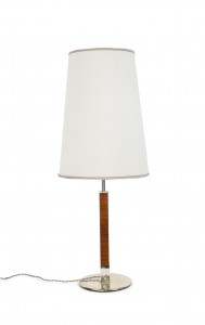 French mid century walnut column table lamp 1