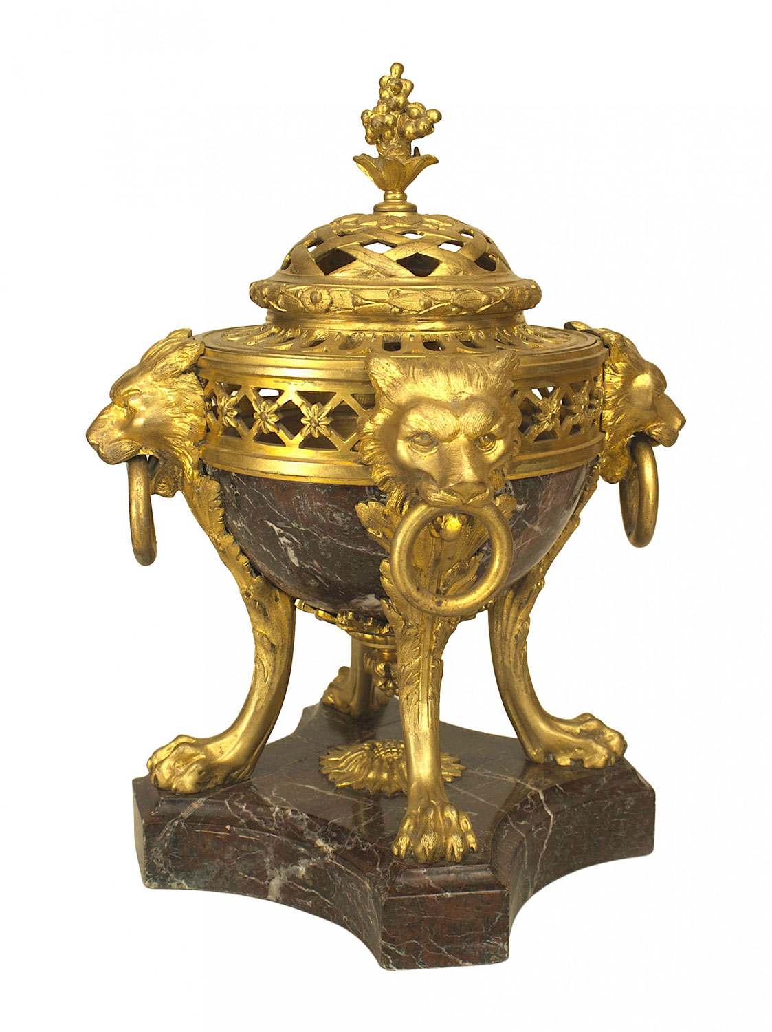 Pair french victorian bronze and marble compotes