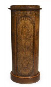 Biedermeier burl walnut pedestal cabinet