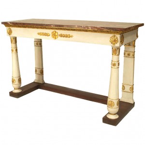 Italian neo classic painted marble top console table