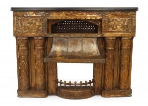 Austrian secessionist embossed brass fireplace