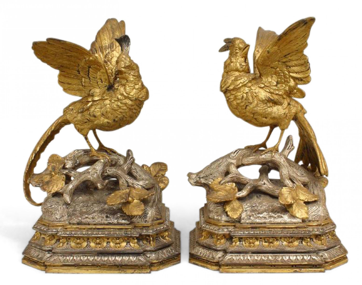 Victorian silver and gilt birds