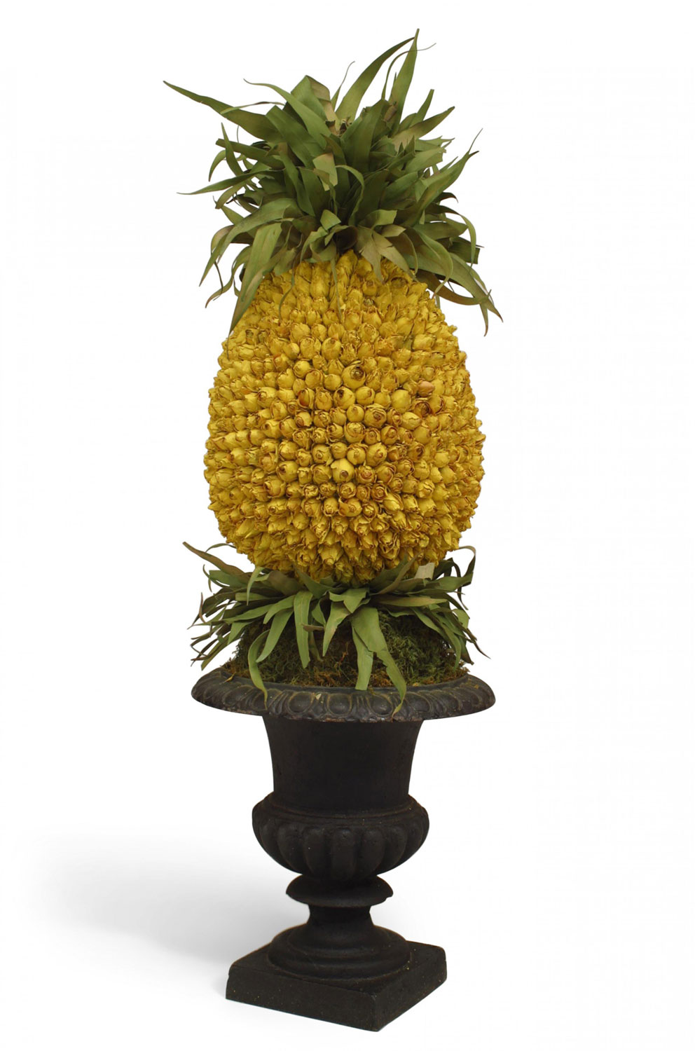 Urn with dried flower pineapple arrangement