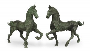 Green patinated bronze horse 1
