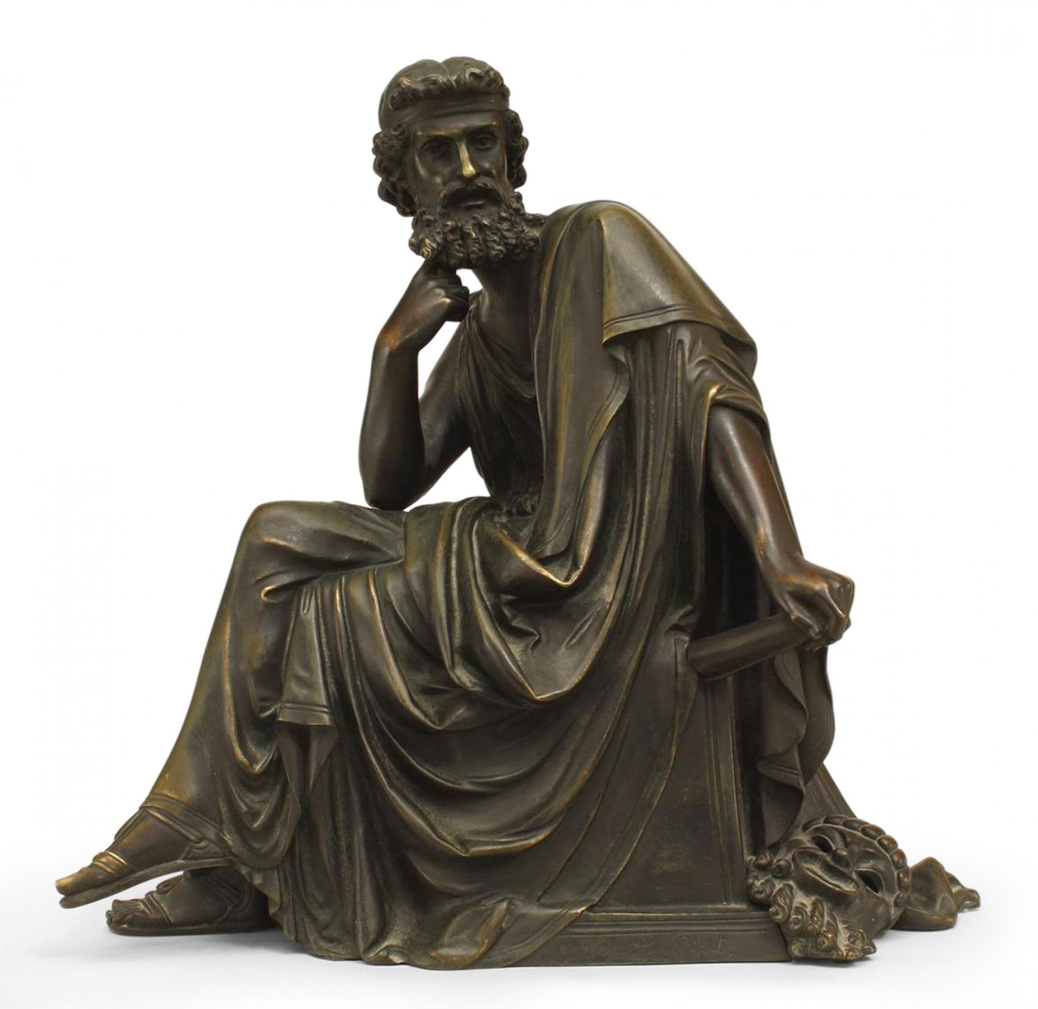 Grecian seated toga man