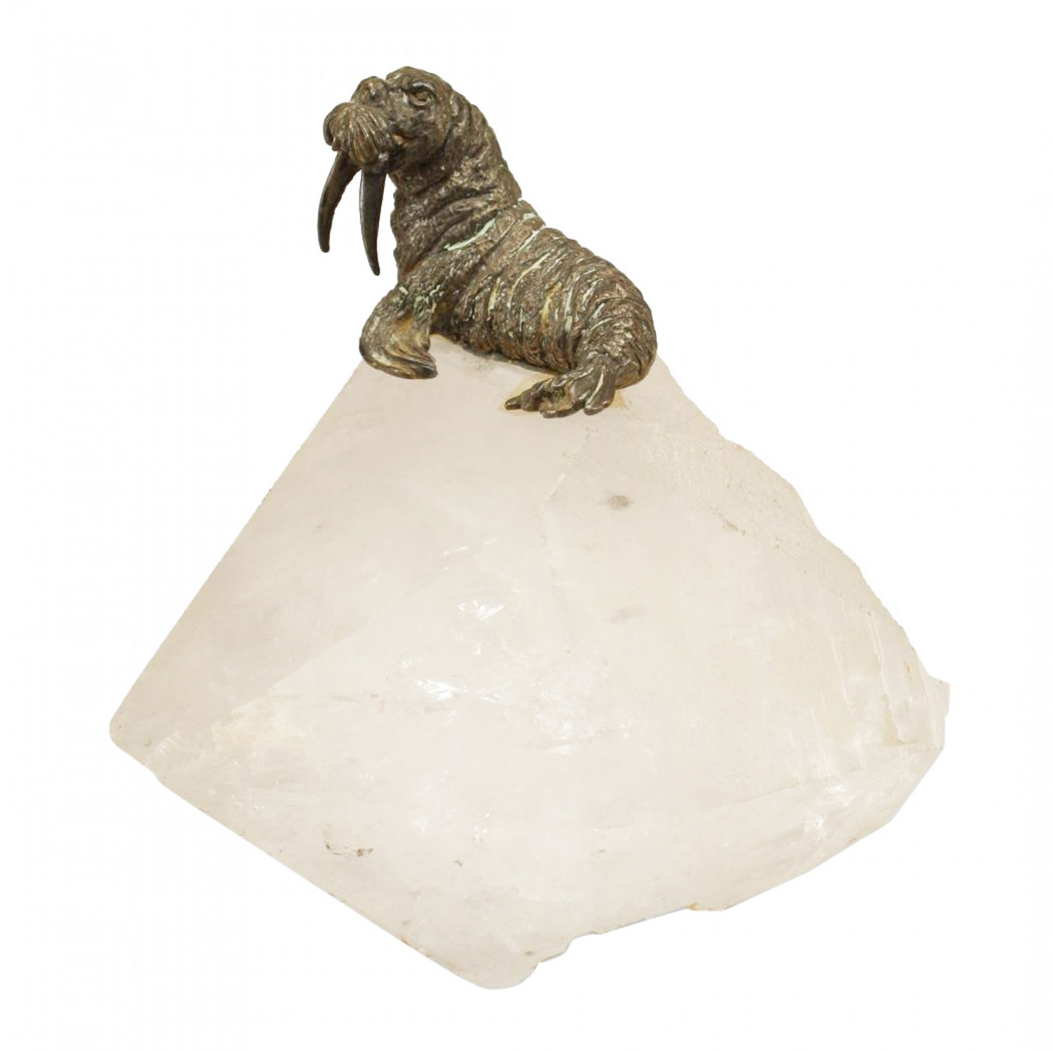 Bronze walrus on a crystal