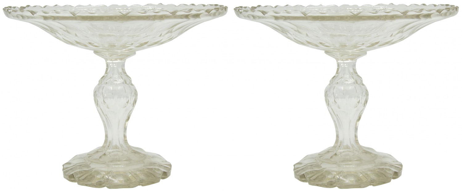 Pair english victorian crystal compotes