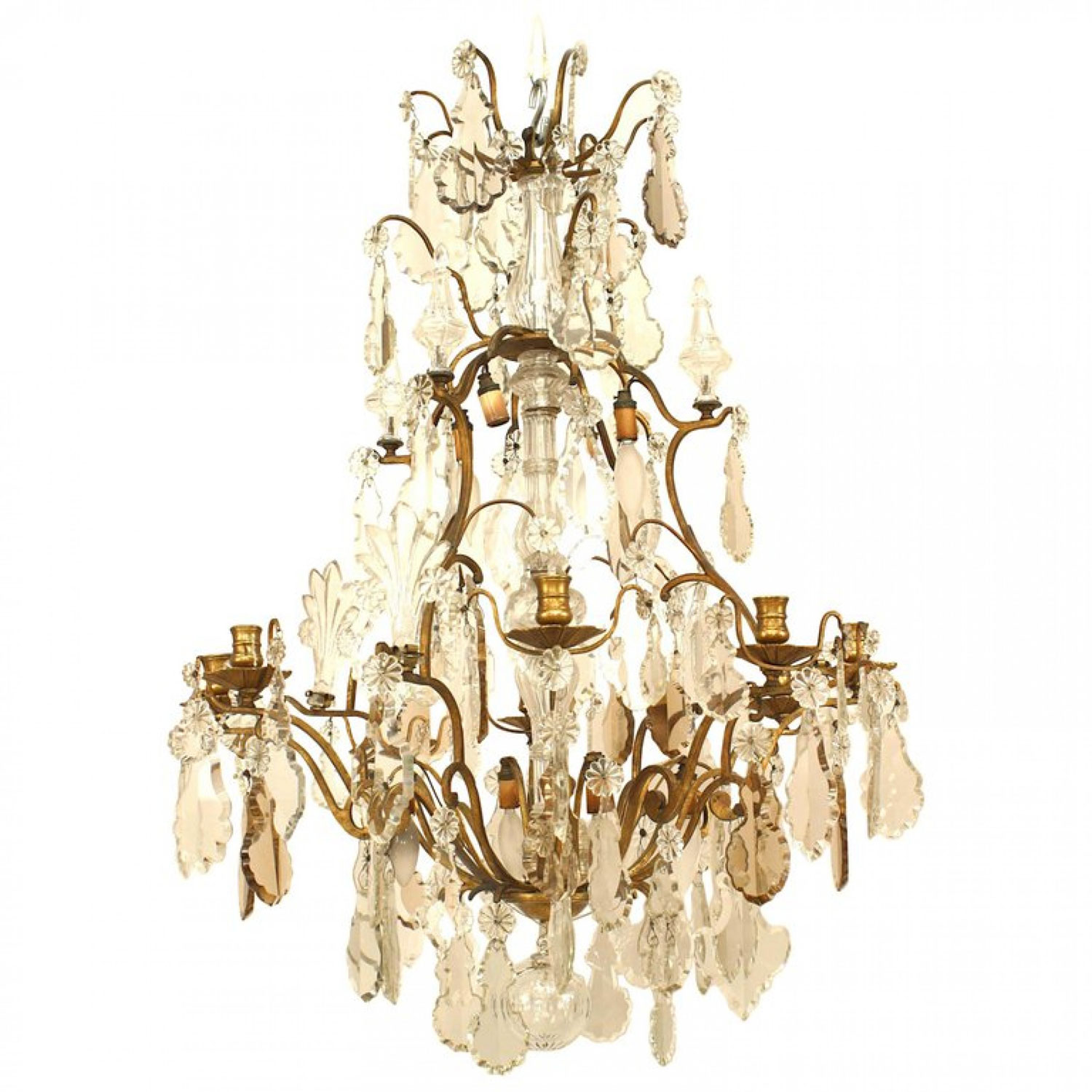 French louis xv bronze and crystal chandeliers