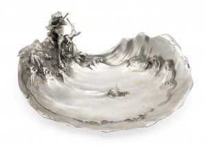 Art nouveau pewter pond ashtray