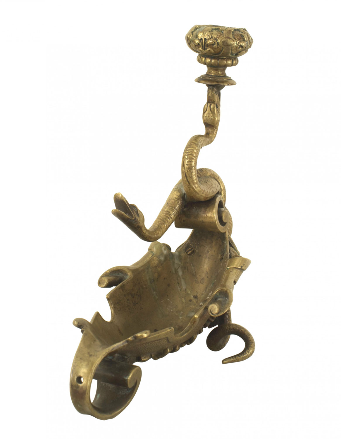 English victorian brass serpent candlestick