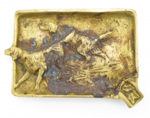 Victorian brass dog ashtray 1