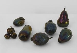 Mid century italian opalescent blue glass fruits and vegetables 1