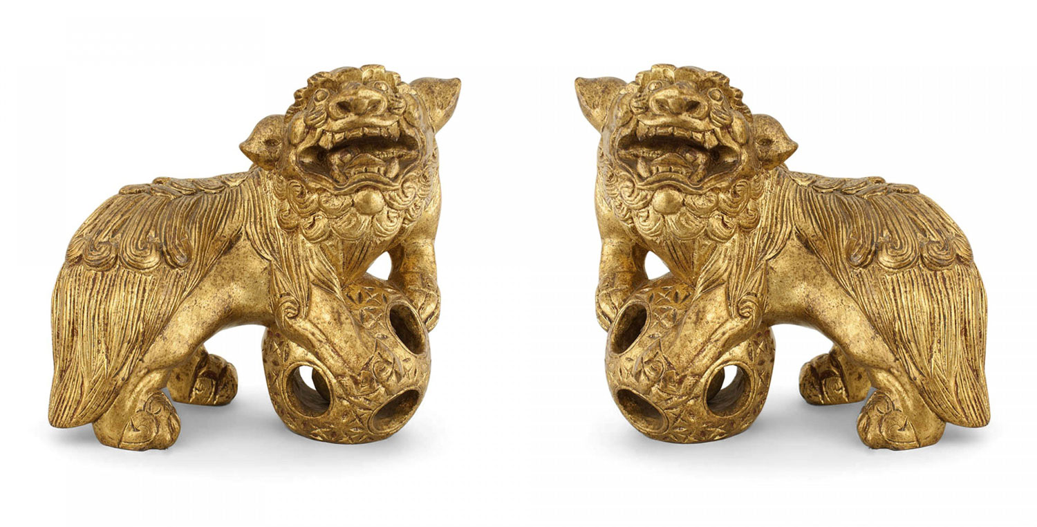 Chinese gilt foo dogs 1