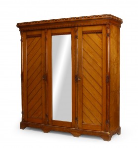 English arts crafts carved pine armoire